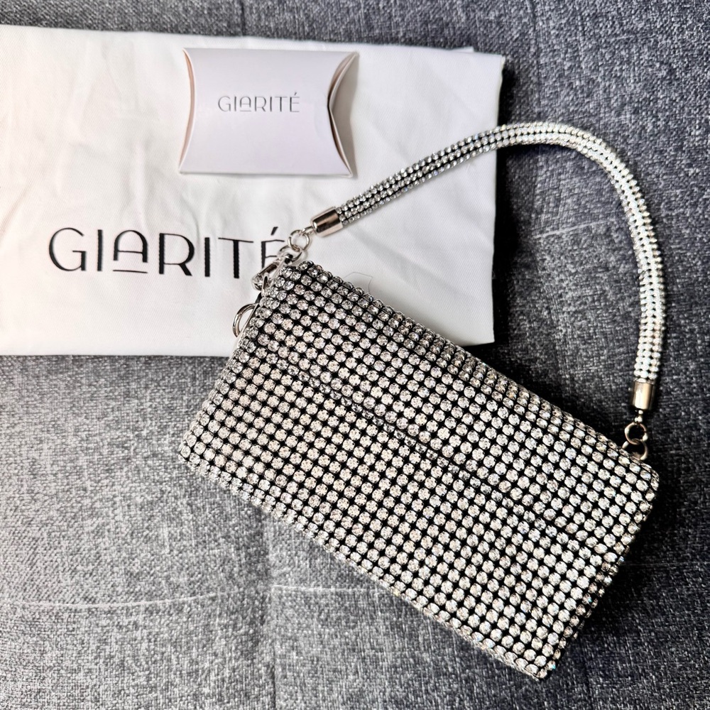 Negotiable! GIARITÉ Crystal Rhinestone Mini Bag – Silver Glam Clutch